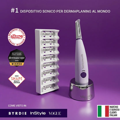 Il dermaplaning senza il rischio del "fai-da-te". Sicurezza brevettata + tecnologia sonica